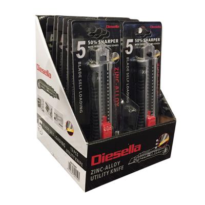 Kniv 18mm, lynskift, magasin, Zinc-legeret hus m. gummi